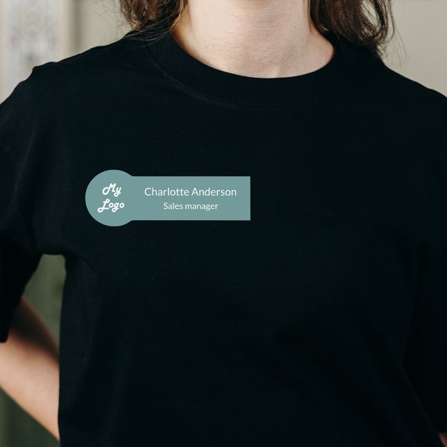 Green cyan business logo employee name tag (Creator Uploaded)