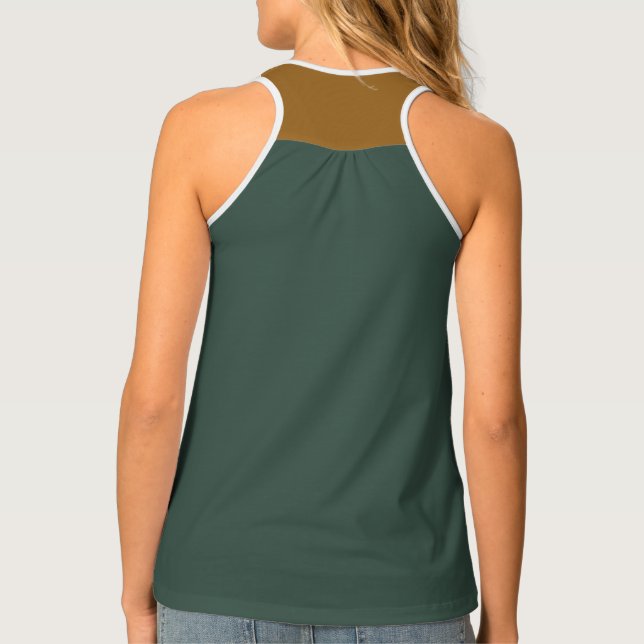 Green Cyan with a Touch of Golden Brown Tank Top (Back)