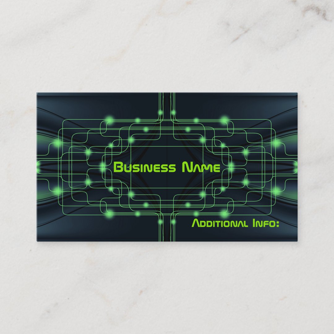Green Cyber Circuits Business Card | Zazzle