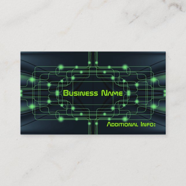 Green Cyber Circuits Business Card (Front)