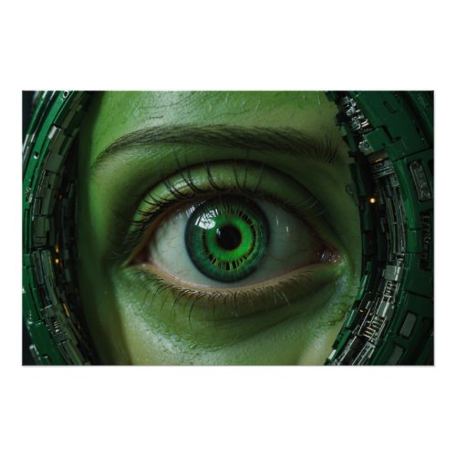 Green Cyber Eye Fun Poster