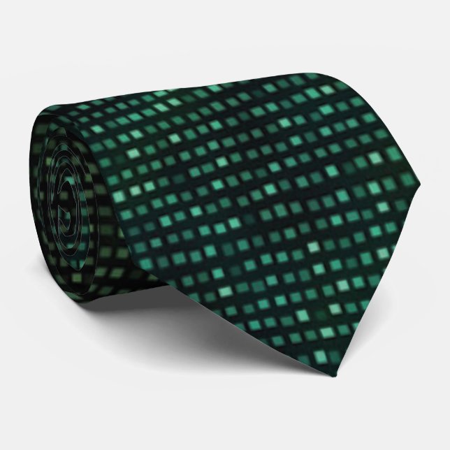 Green Cyber Glitz Neck Tie (Rolled)