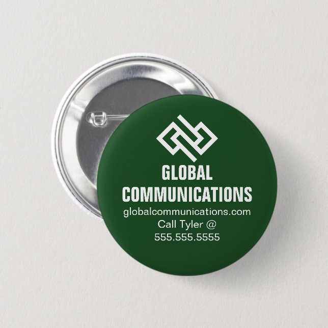 Green Cyber Technology Computer Company Custom Button (Front & Back)