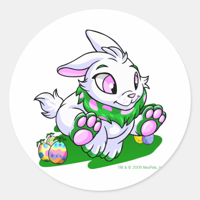 Green Cybunny racing through neggs Classic Round Sticker (Front)