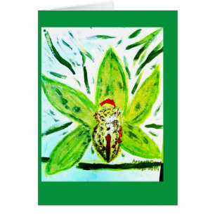 Green Cymbidium Orchid Card
