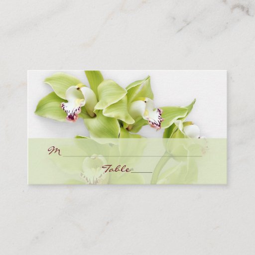 Customizable Green Cymbidium Orchid Floral Wedding Place Cards Business Card