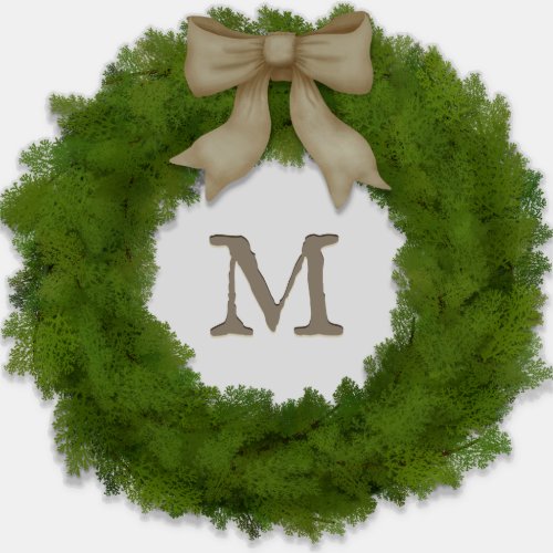 Green Cypress Wreath With Bow Custom Monogram  Sticker