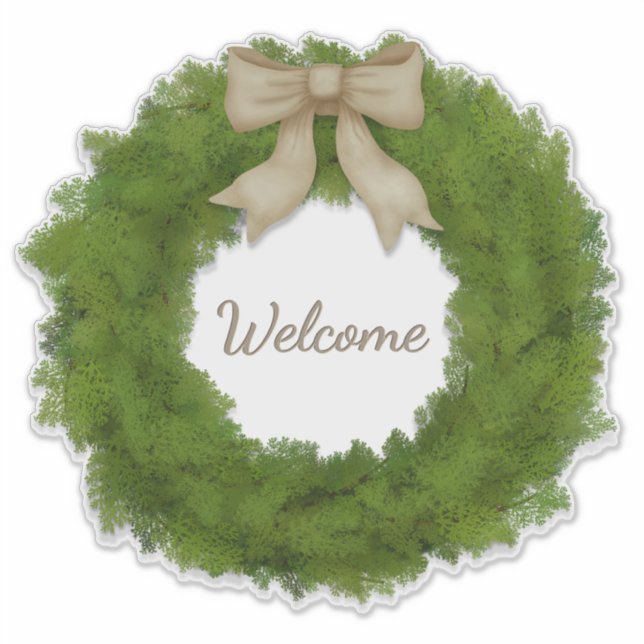 Green Cypress Wreath With Bow Custom Name or Tex Sticker (Front)