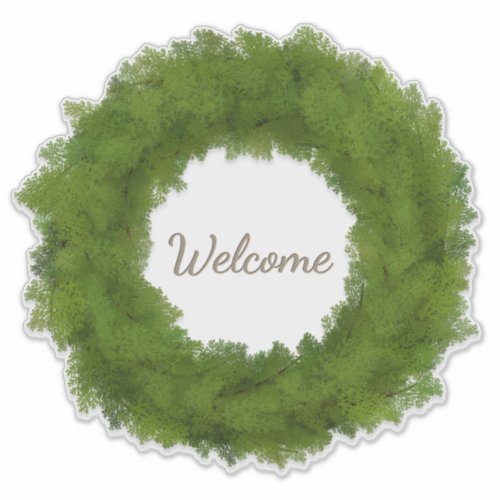 Green Cypress Wreath With Custom Name or Text Sticker