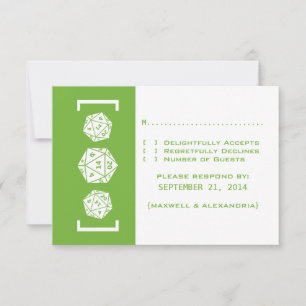 Green D20 Dice Gamer Wedding Response Card