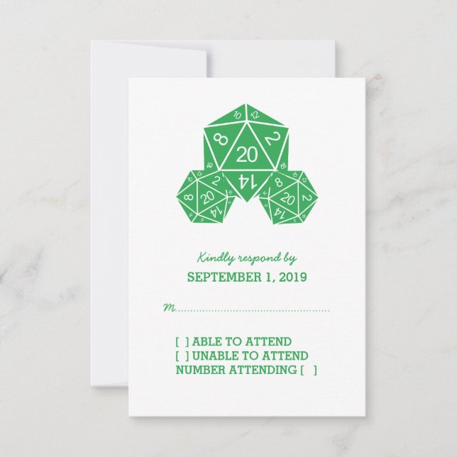 Green D20 Dice Response Card (Front)