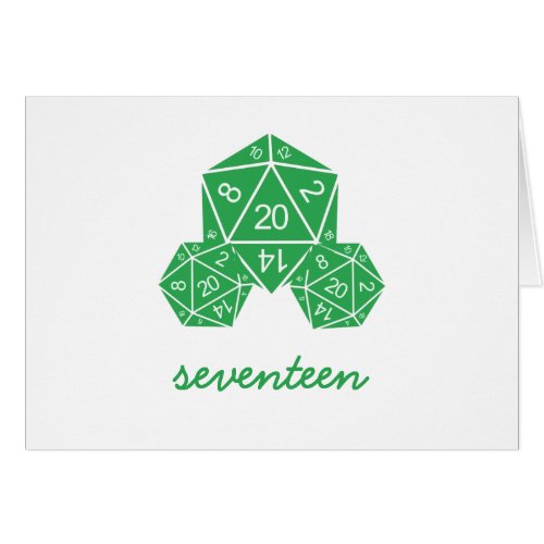Green D20 Dice Table Number Card