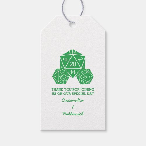 Green D20 Dice Wedding Gift Tags