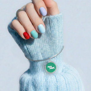 Green Dachshund Bangle Bracelet Wiener dog