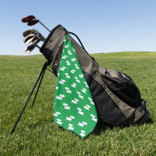 Green Dachshund Golfer Gift Golf Towel