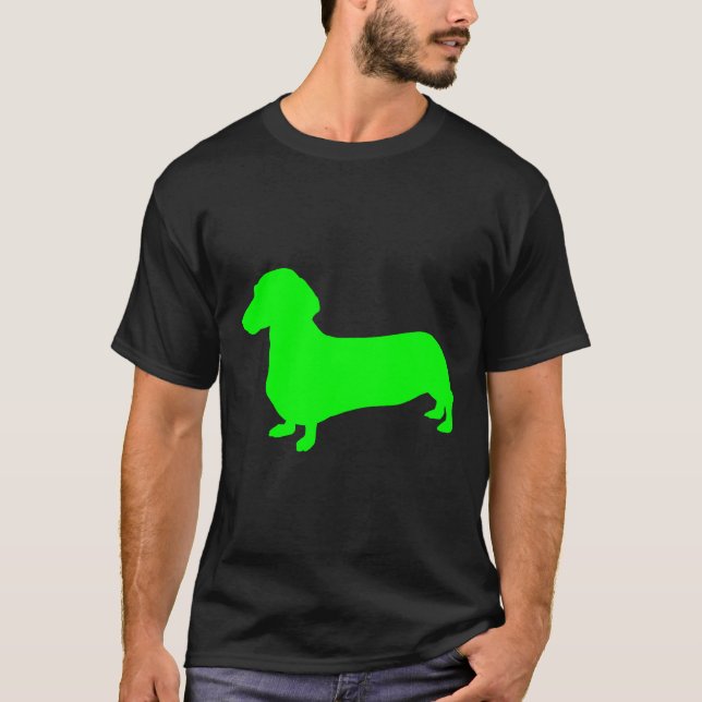 Green Dachshund Silhouette T-Shirt (Front)