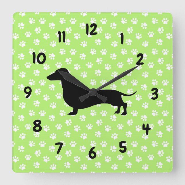 Green Dachshund Wall Clock (Front)