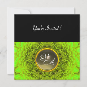 GREEN DAHLIA, AGATA ,bright green black yellow Invitation