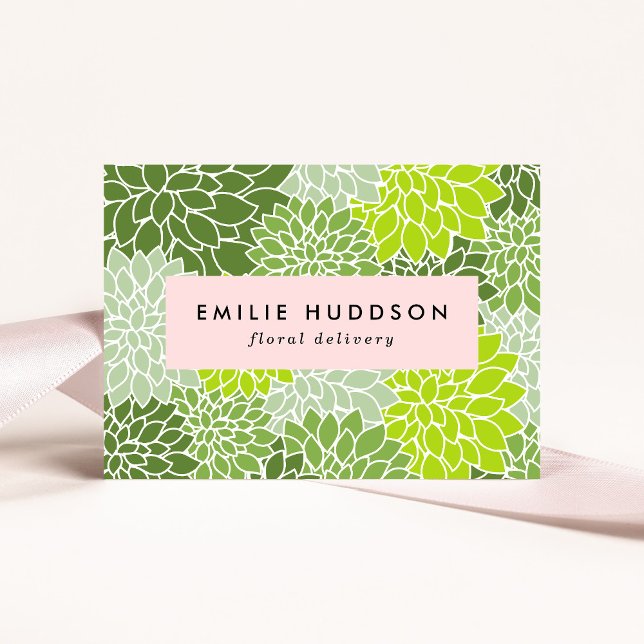 Green Dahlia Flowers, Floristry, Flower Shop Business Card (Creator Uploaded)
