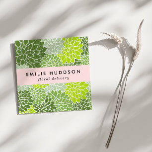 Green Dahlia Flowers, Floristry, Flower Shop Square Business Card