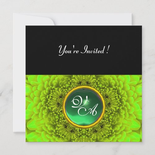 GREEN  DAHLIA JADE bright green black yellow Invitation