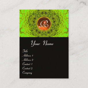 GREEN DAHLIA MONOGRAM AGATE black yellow orange Business Card