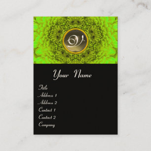 GREEN DAHLIA  MONOGRAM, AGATE grey  black yellow Business Card