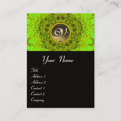 GREEN DAHLIA  MONOGRAM AGATE grey  black yellow Business Card