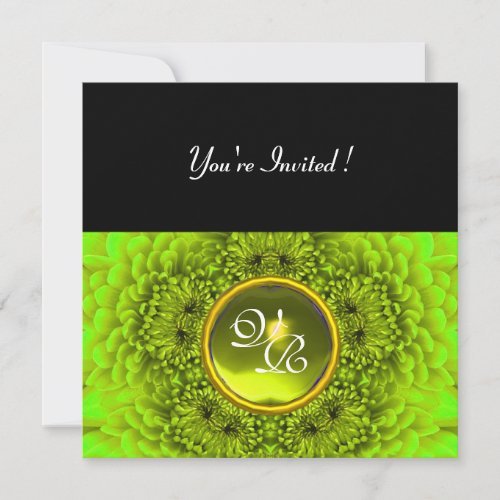 GREEN  DAHLIA TOPAZ bright green black yellow Invitation