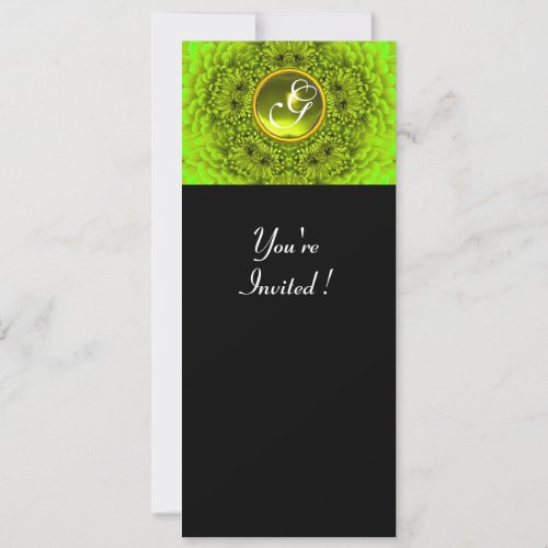 GREEN DAHLIA TOPAZ bright green black yellow Invitation