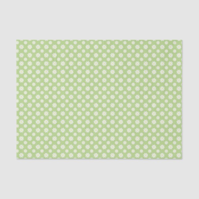 Green Daisies Floral Pattern Tissue Paper (Front)
