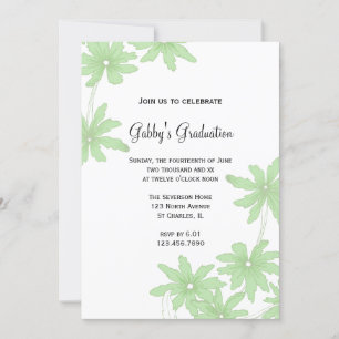 Green Daisies Graduation Party Invitation