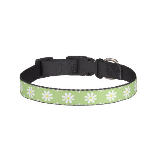 Green Daisies Pattern Pet Collar