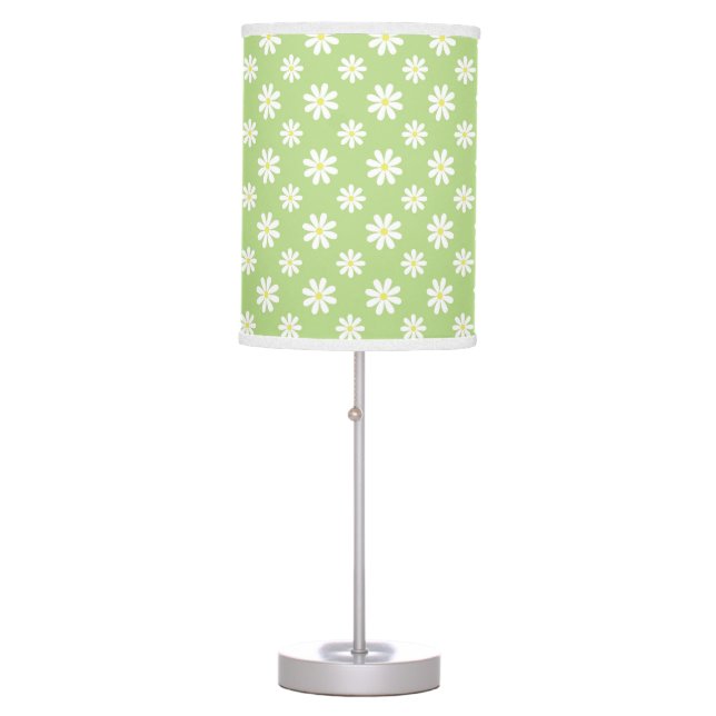 Green Daisies Pattern Table Lamp (Front)