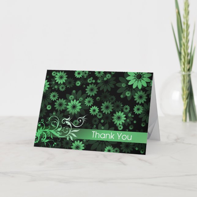 Green Daisies Thank You Card (Front)