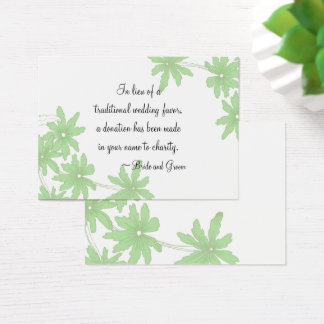 Green Daisies Wedding Charity Favor Card