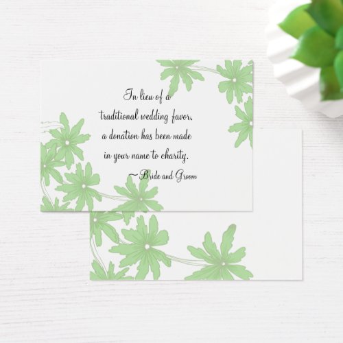 Green Daisies Wedding Charity Favor Card Business Card Templates