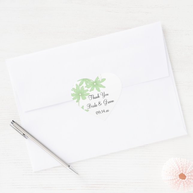 Green Daisies Wedding Thank You Favor Tag (Envelope)