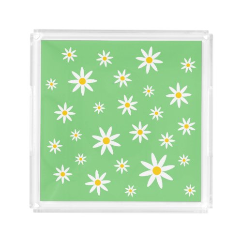 Green Daisy Acrylic Tray