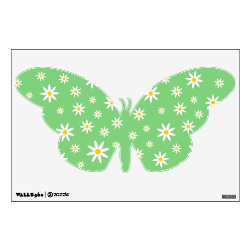 Green Daisy Butterfly Wall Decal