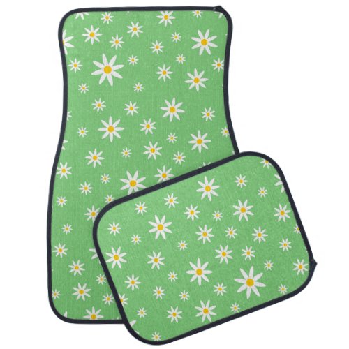 Green Daisy Car Mats