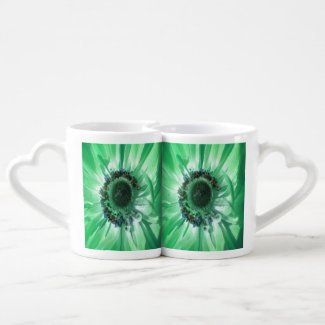 Green Daisy  Coffee Mug Set