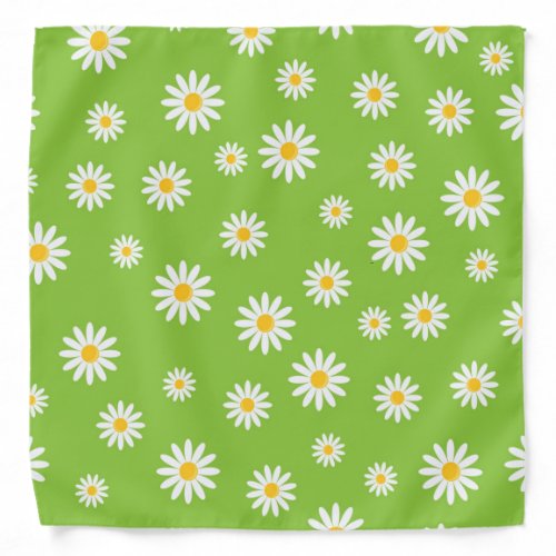 Green Daisy Floral Pattern Bandana