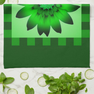 Green Daisy Flower #2 Kitchen Towel