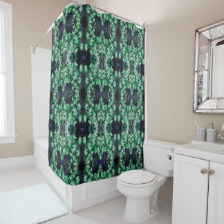 Green Daisy Flowers Abstract Pattern Shower Curtain