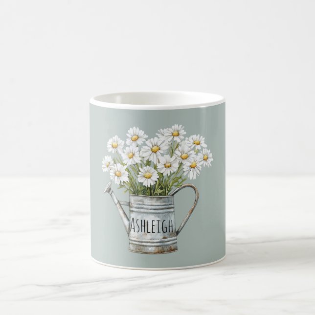 Green Daisy Flowers Coffee Mug (Center)