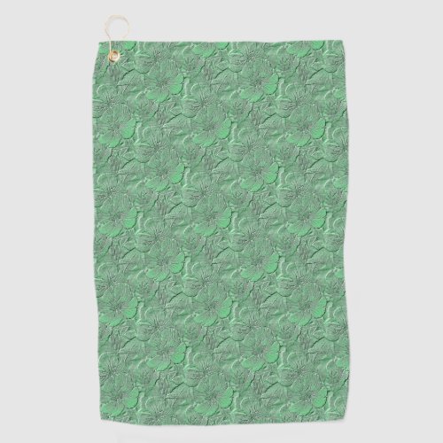 Green Daisy Flowers Nature Art Pattern      Golf Towel