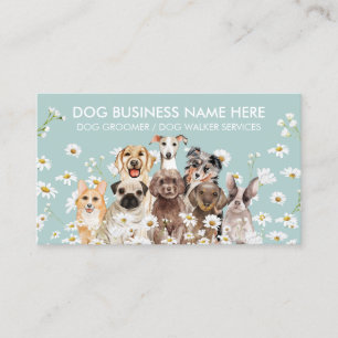 Green Daisy Flowers Pet Sitter Dog Walker petcare Business Card