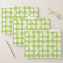 Green Daisy Gingham Pattern