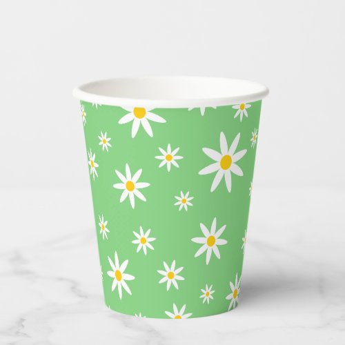 Green Daisy Paper Cups